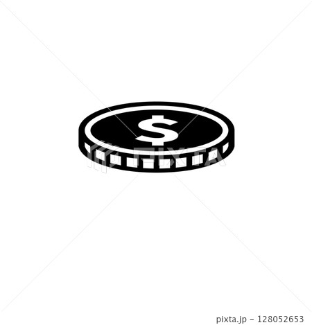 Dollars Money Coin, Gold Cent Solid Flat Vector Icon Isolated on White Background 128052653