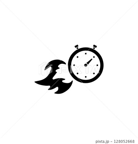 Faster Stopwatch, Fire Time, Express Delivery Solid Flat Vector Icon Isolated on White Background Faster Stopwatch, Fire Time, Express Delivery Solid Flat Vector Icon Isolated on White Background 128052668