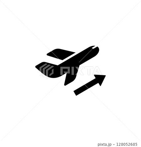 Plane Departure, Airplane Flight Takeoff Solid Flat Vector Icon Isolated on White Background Plane Departure, Airplane Flight Takeoff Solid Flat Vector Icon Isolated on White Background 128052685