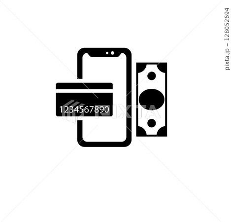 Phone Finances App, Mobile Payment Services Solid Flat Vector Icon Isolated on White Background 128052694