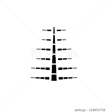 Fern Branch, Exotic Tropical Plant, Leaf Solid Flat Vector Icon Isolated on White Background 128052716
