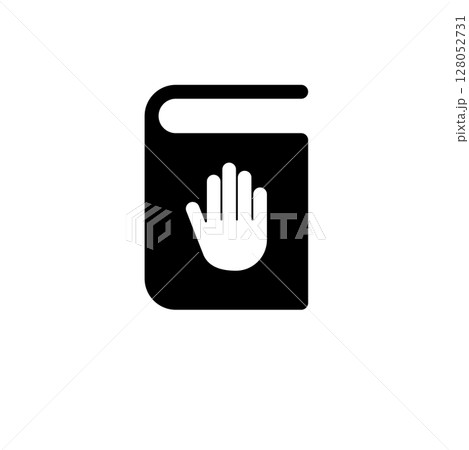 Taking Oath, Hand on Constitution or Bible Solid Flat Vector Icon Isolated on White Background 128052731
