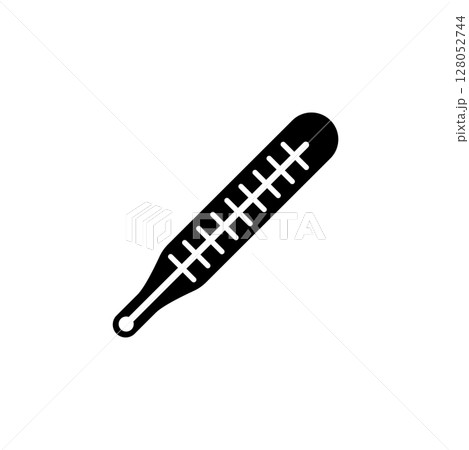 Mercury medical thermometer, temperature measurement Solid Flat Vector Icon Isolated on White Background 128052744