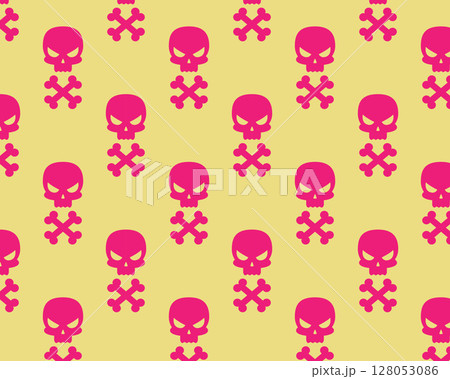 A cute pattern of pink skulls. Vector illustration in flat style. 128053086
