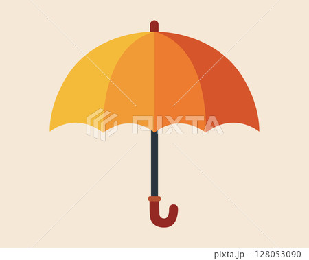 Striped umbrella. Vector illustration in flat style Striped umbrella. Vector illustration in flat style 128053090