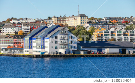 A scenic coastal town view with charming waterfront, Kristiansund 128053404