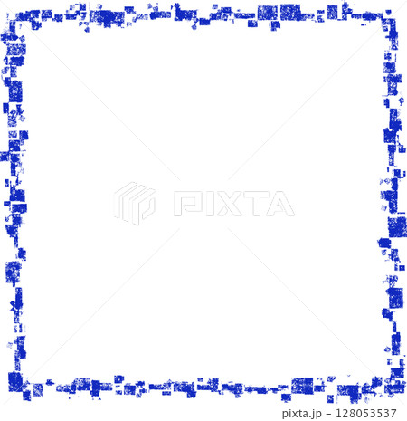 手描きテクスチャのブルーフレーム 128053537