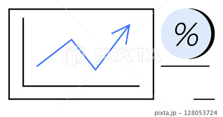 Blue upward-trending line graph inside a rectangle signifies growth with a percentage symbol on the right side. Ideal for business presentations, financial reports, educational materials, marketing Blue upward-trending line graph inside a rectangle signifies growth with a percentage symbol on the right side. Ideal for business presentations, financial reports, educational materials, marketing 128053724