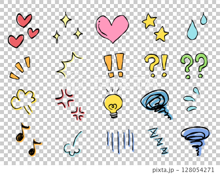 Hand-drawn cute emotion icon set (color) Hand-drawn cute emotion icon set (color) 128054271