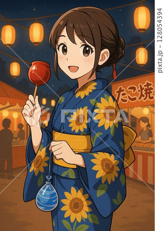 ひまわり浴衣の想い出 128054394