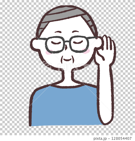 Illustration of a senior man listening carefully 128054407