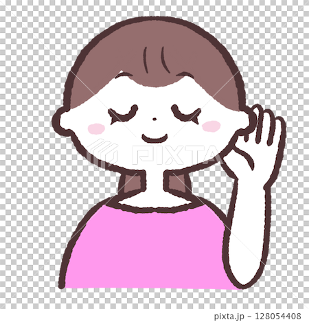 耳を澄ます女性のイラスト 耳を澄ます女性のイラスト 128054408