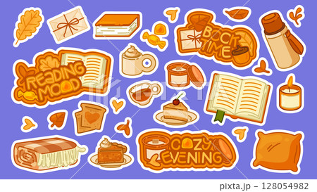 Cozy Autumn Reading Sticker Set Cozy Autumn Reading Sticker Set 128054982