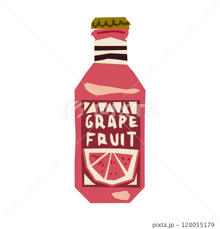Grapefruit Juice Bottle Illustration Grapefruit Juice Bottle Illustration 128055179