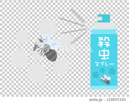 Illustration of getting rid of mosquitoes with insecticide spray Illustration of getting rid of mosquitoes with insecticide spray 128055193
