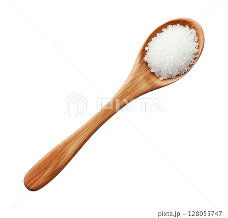 Wood spoon with sugar 128055747