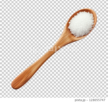 Wood spoon with sugar 128055747