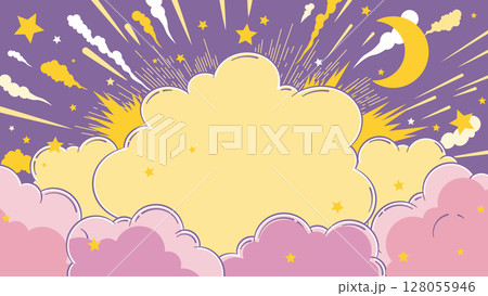 ベクターのふわふわの雲の背景イラスト ピンク 紫 絵本 128055946
