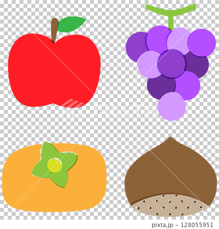 印刷風格的秋季水果套裝 128055951