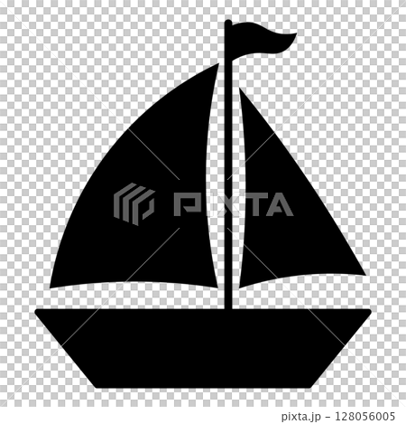 ヨットのベクターイラスト　海と船のアイコン、装飾、背景素材 128056005