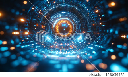 近未来のサイバートンネルを表現したデジタルビジュアル 128056382