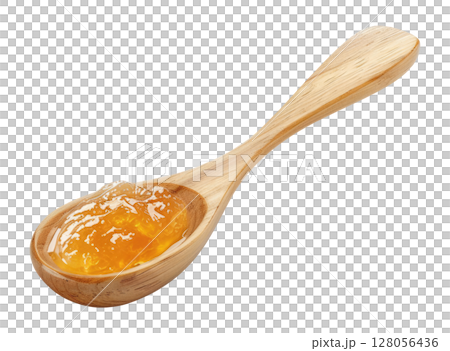 Wooden Spoon with Peach Jam 128056436