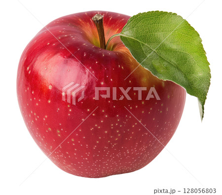 Red apple with leaf 128056803