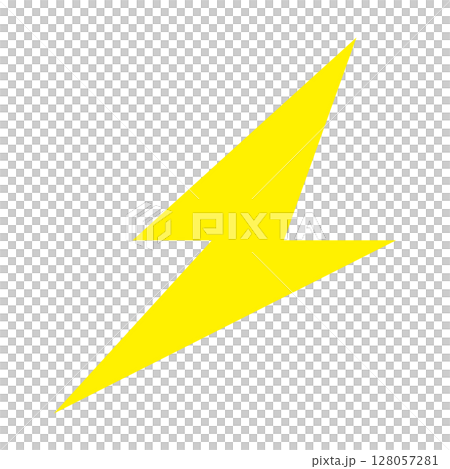 稲妻　シンプルでフラットなイラスト　白背景 128057281