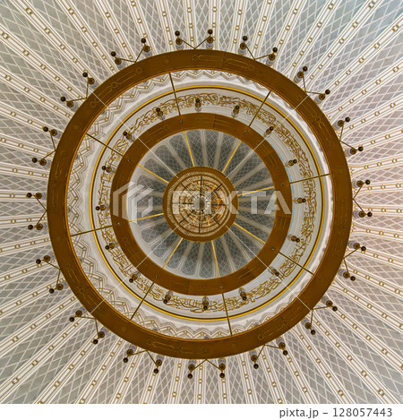 Stunning dome of Jame Asr Hassanil Bolkiah Mosque showcases intricate architecture, in Bandar Seri Begawan, Brunei 128057443