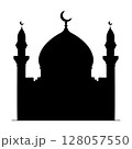 Mosque silhouette icon, Islamic place of worship, Muslim worship, vector illustration. Flat mosque vector. 128057550