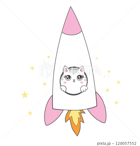 Cute Cat Riding Rocket Cartoon Vector Icon Illustration. Animal Science Icon Concept Isolated Premium Vector. Cute Cat Riding Rocket Cartoon Vector Icon Illustration. Animal Science Icon Concept Isolated Premium Vector. 128057552
