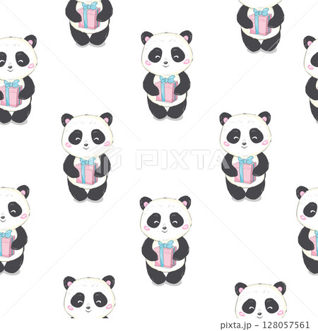 Cartoon Seamless Panda Pattern Cartoon Seamless Panda Pattern 128057561