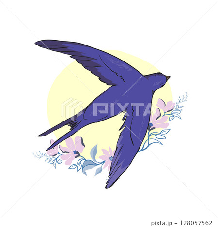 Swallow vector, vector illustration isolated bird, bird flying, bird silhouette, bird vector. Swallow vector, vector illustration isolated bird, bird flying, bird silhouette, bird vector. 128057562