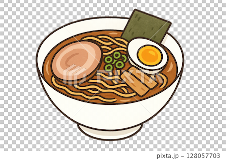 Transparent illustration of soy sauce ramen with ingredients Transparent illustration of soy sauce ramen with ingredients 128057703