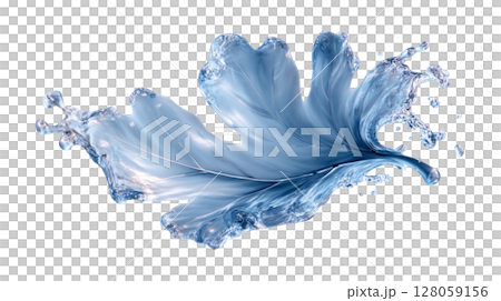 Leaf made from flowing water.minimal on white 128059156