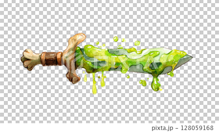 dagger with toxic slime blade and bone handle,  fantasy style, isolated 128059168