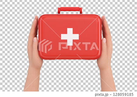 First-aid kit case held in both hands 128059185