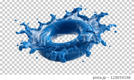 Blue splash in motion style with inner glow effect, centered on white background 128059196