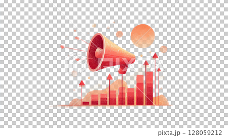 Flat design icon for SaaS marketing automation, megaphone and data arrows Flat design icon for SaaS marketing automation, megaphone and data arrows 128059212