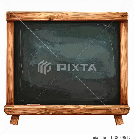 Blank Dark Green Chalkboard with Wooden Frame 128059617