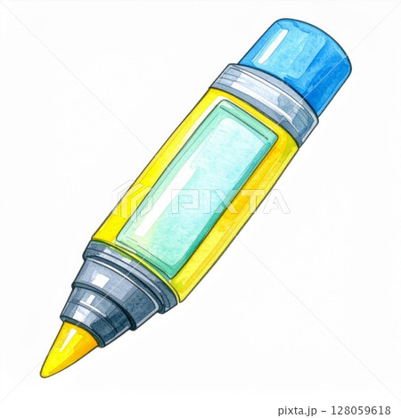 Yellow and Blue Marker Illustration Yellow and Blue Marker Illustration 128059618