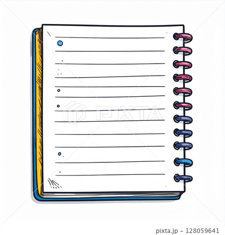 Blank Spiral Notebook with Colorful Binding 128059641