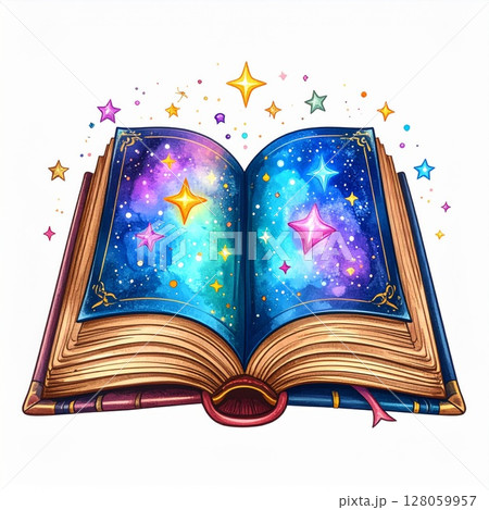 Open Magic Book with Galaxy and Stars Pixel Art Open Magic Book with Galaxy and Stars Pixel Art 128059957