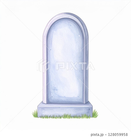 Grey Watercolor Gravestone Illustration on White Grey Watercolor Gravestone Illustration on White 128059958
