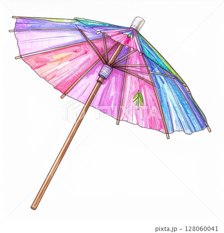 Colorful Cocktail Umbrella Illustration 128060041