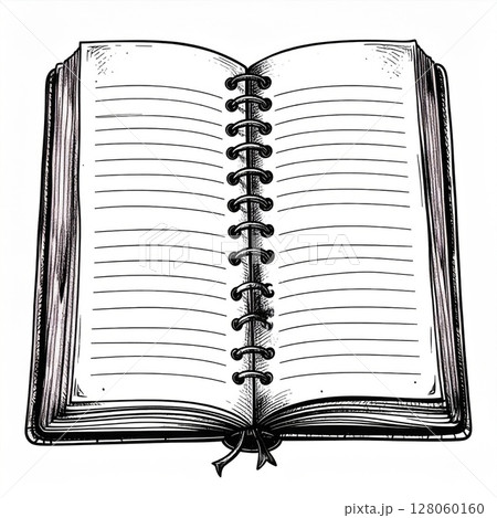 Open Spiral Notebook with Blank Lined Pages 128060160
