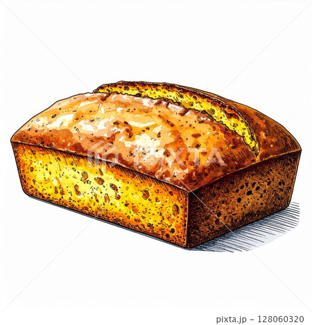Golden Brown Loaf of Bread Illustration Golden Brown Loaf of Bread Illustration 128060320