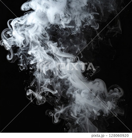 Abstract White Smoke on Black Background 128060920