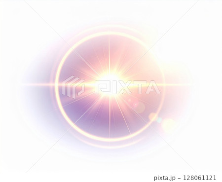 Bright Orange Yellow Light Burst on White Background 128061121