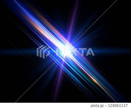 Bright Blue Purple and Gold Lens Flare Abstract Background 128061127